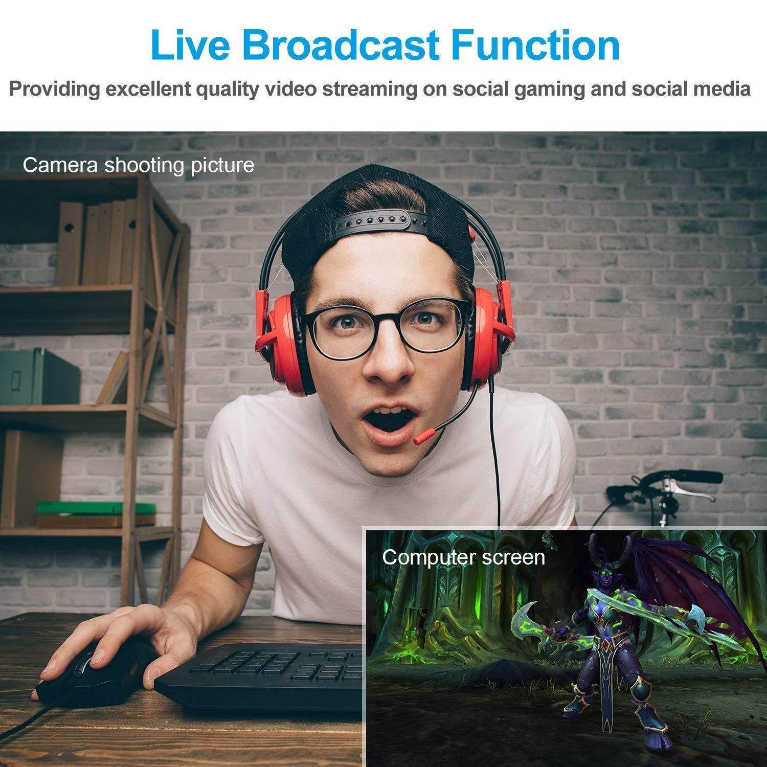 AUSDOM Full HD 1080p Webcam, OBS Live Streaming Webcam, Computer Camera with Microphone for Skype Xsplit Twitch YouTube Facebook, Compatible for MAC OS Windows 10/8/7