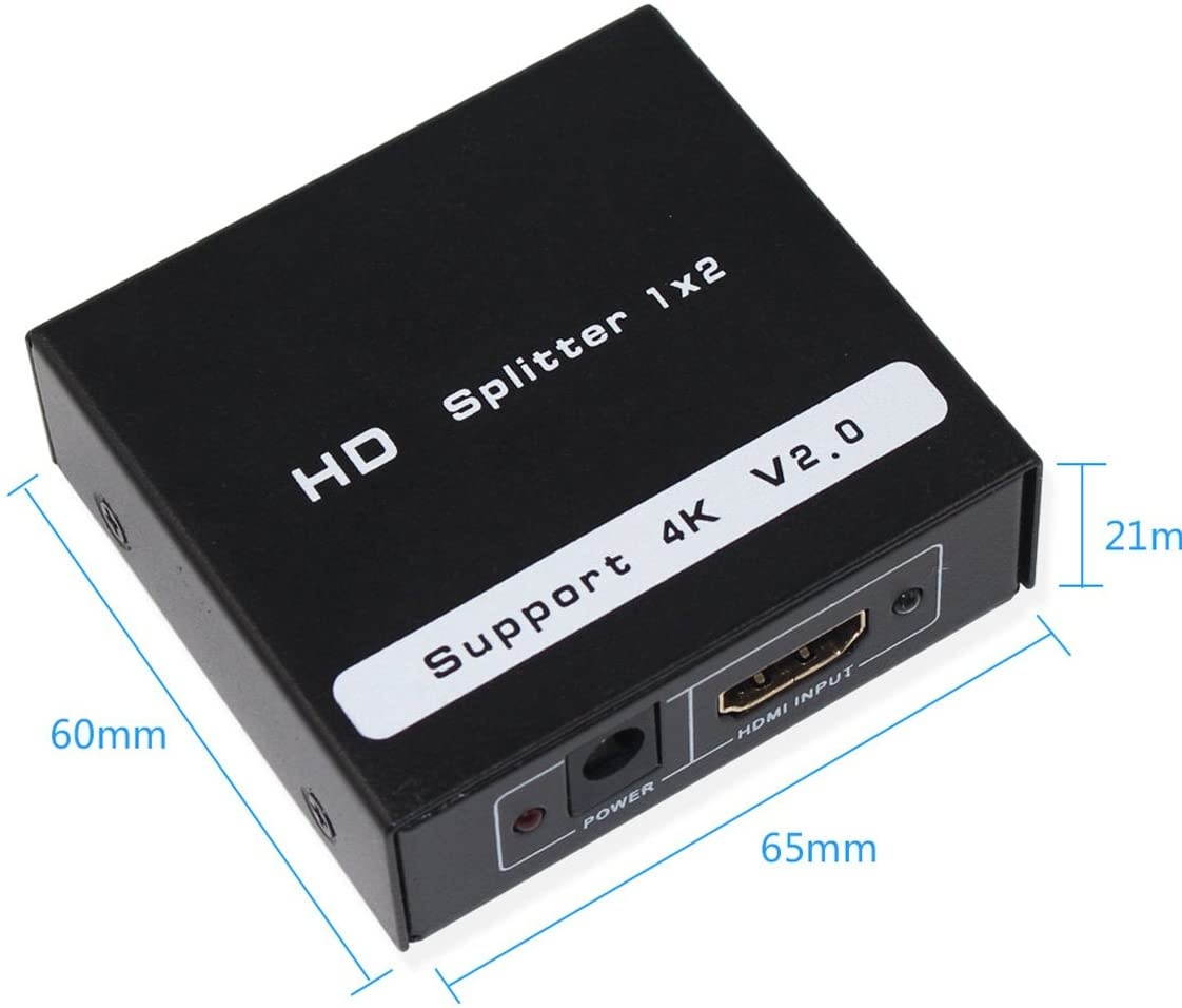 Wiistar HDMI 2.0 Splitter Converter 1x2 Ver 2.0 Certified 4kx2k/60Hz for Full HD 1080P & 3D (One Input to Two Outputs)