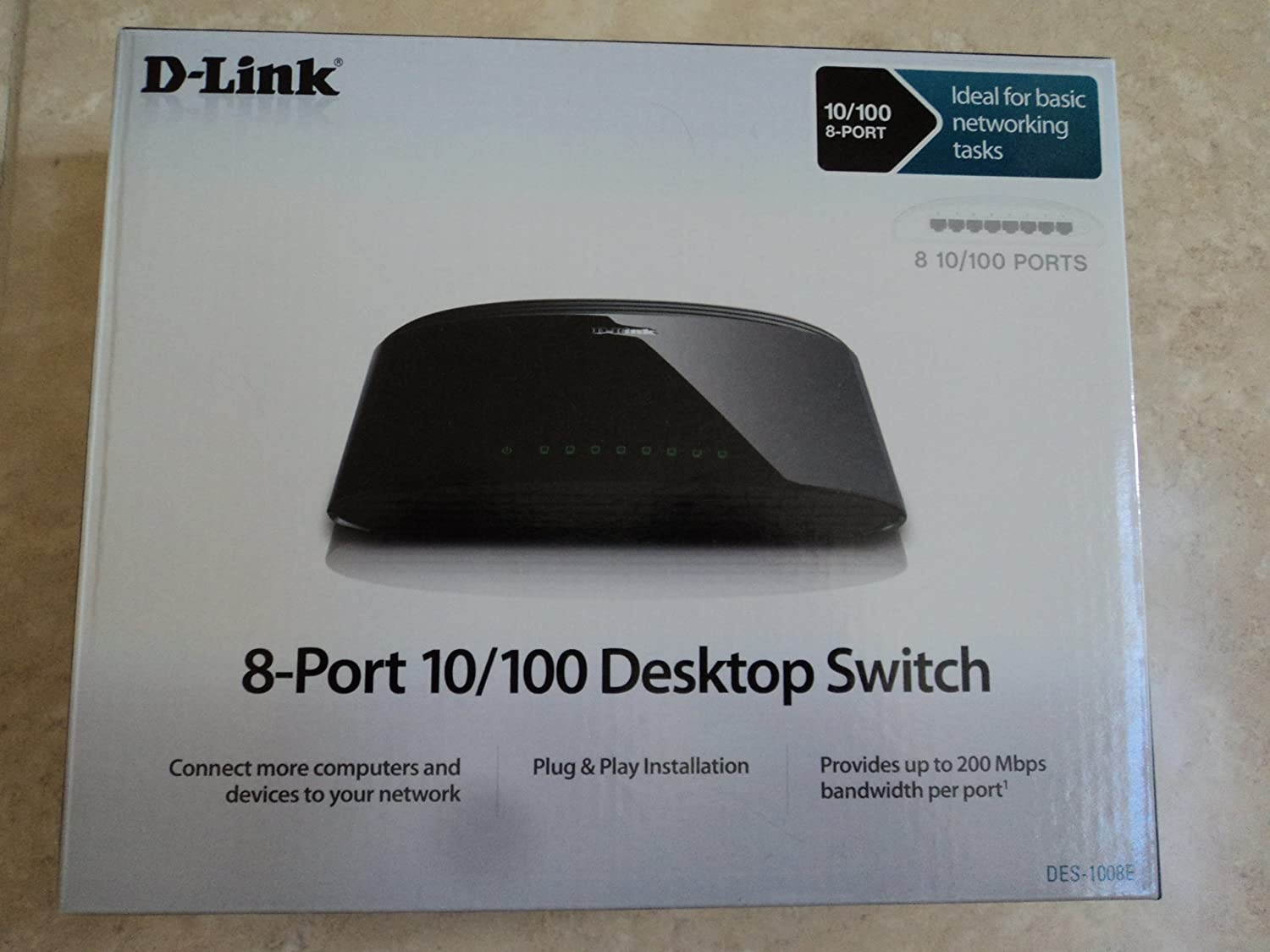 D-Link Network Switch DES-1008E 8-Port 10/100 Mbps Unmanaged Switch Desktop Retail