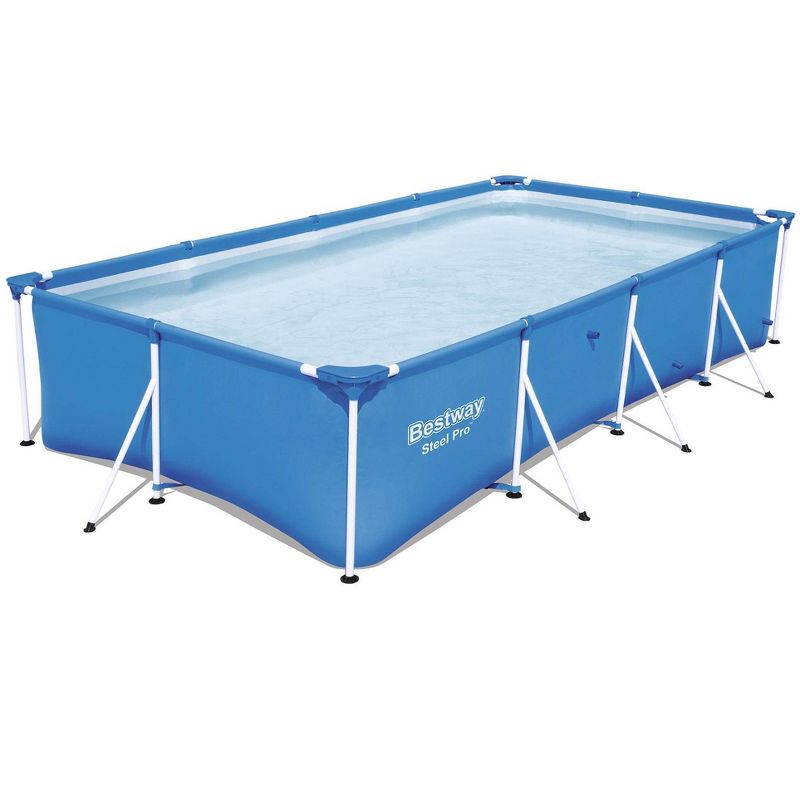 Bestway 56512E Steel Pro 13ft x 7ft x 32in Outdoor Rectangular Frame Above Ground Swimming Pool, Blue (Pool Only)