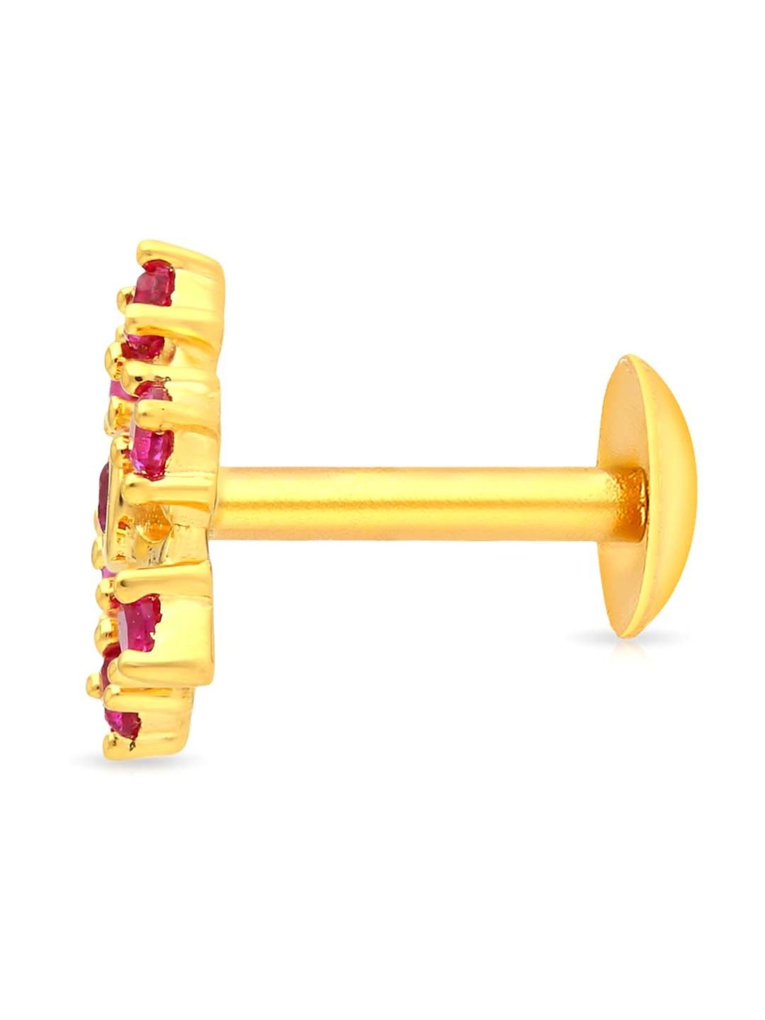 Malabar Gold and Diamonds 22k Gold Floral Nosepin for Women