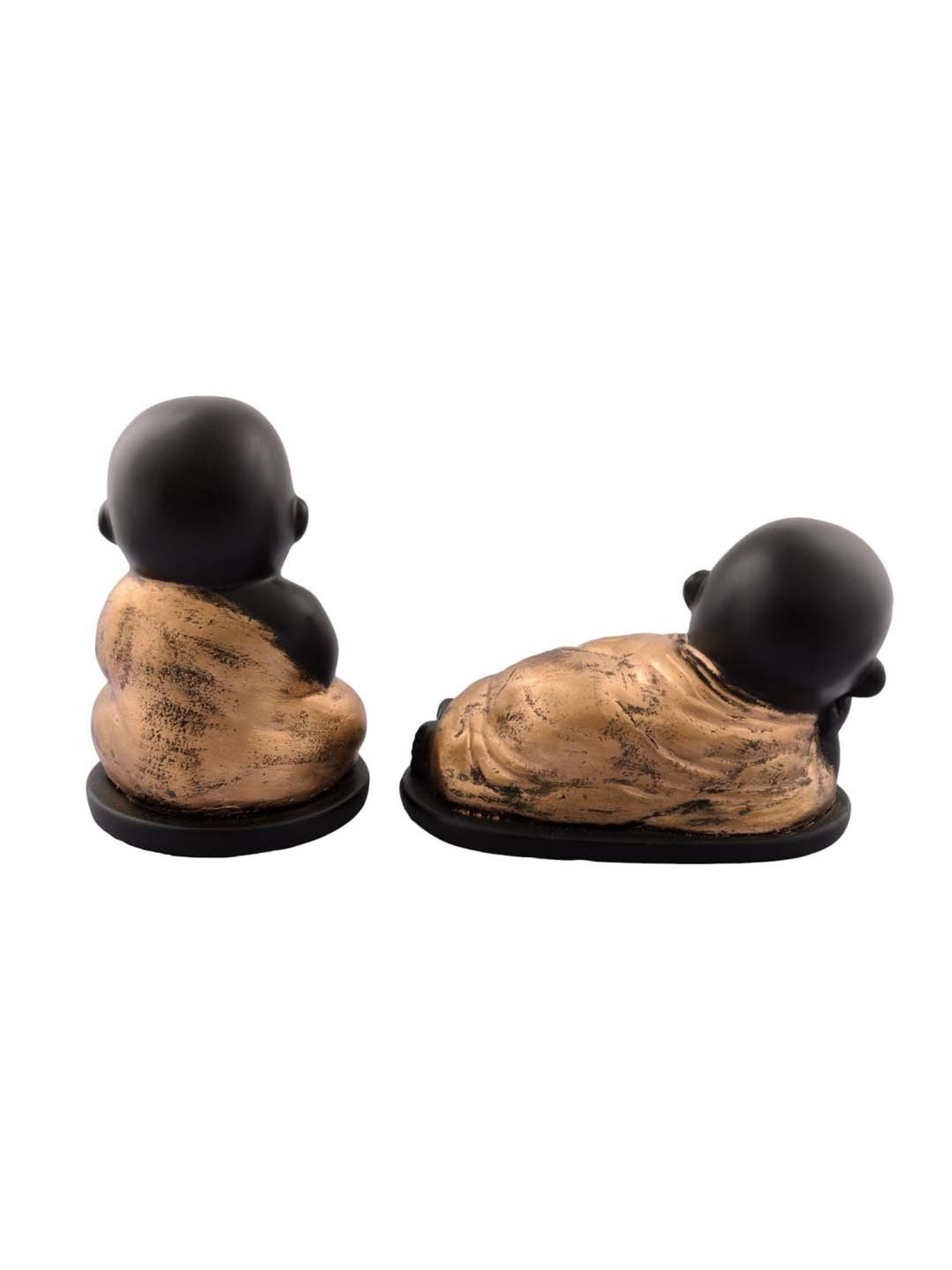 eCraftIndia Set of 2 Golden Monks Polyresin Tealight Holder