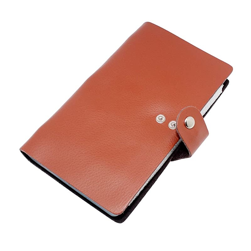 Leather Credit Card Holder Business Card Case Book Style 90 Count Name ID Card Holder Book (Tan)