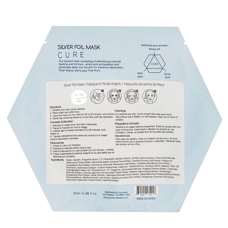 Pure Aura Silver Foil Mask - 0.88 fl oz