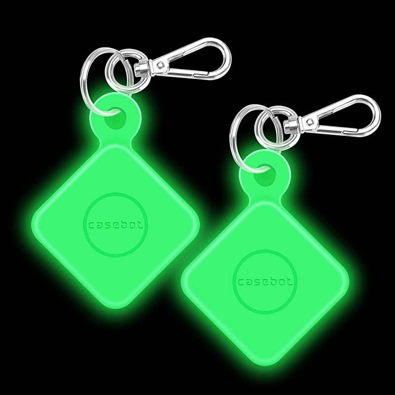 2 Pack  Silicone Case with Carabiner Keychain for Tile Mate 2020 amp 2018 AntiScratch Lightweight Soft Protective Sleeve Skin Cover GreenGlow