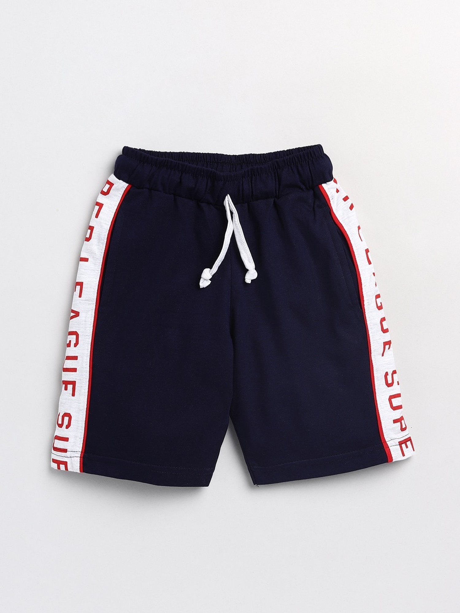 Todd N Teen Kids Navy & White Cotton Printed Bermunda