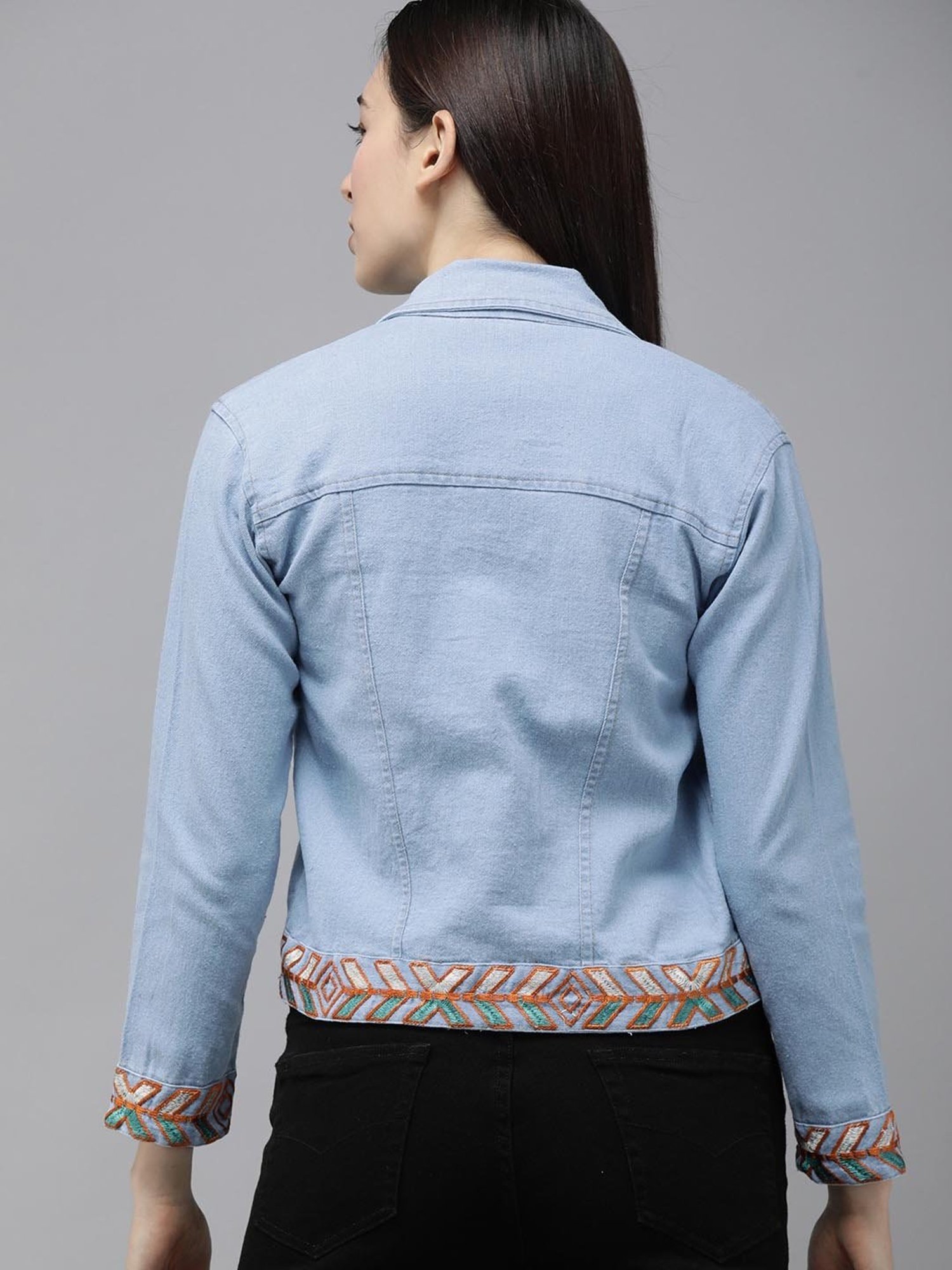 VOXATI Blue Embroidered Denim Jacket
