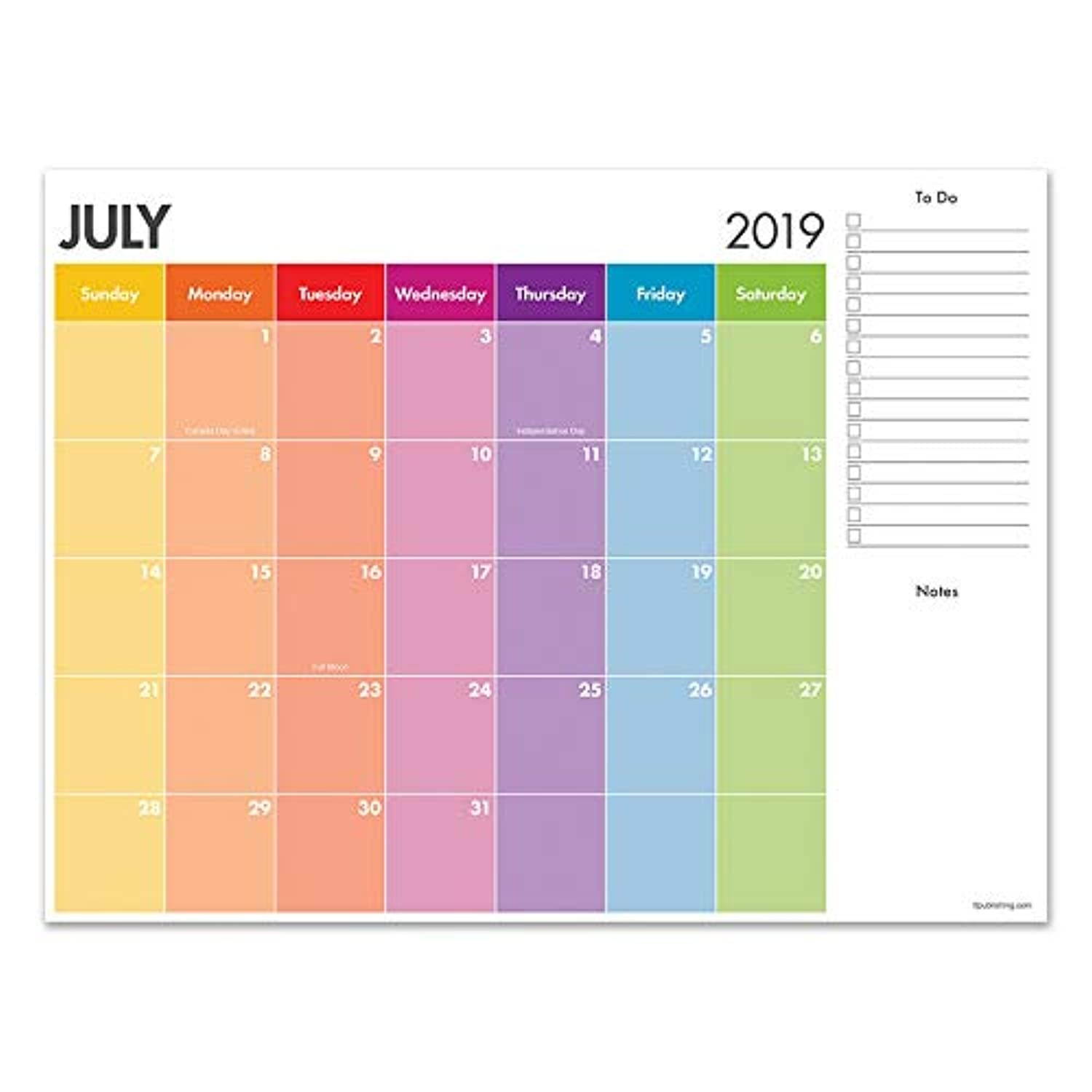 July 2019 - June 2020 Rainbow Stripe Mini Desk Pad Calendar