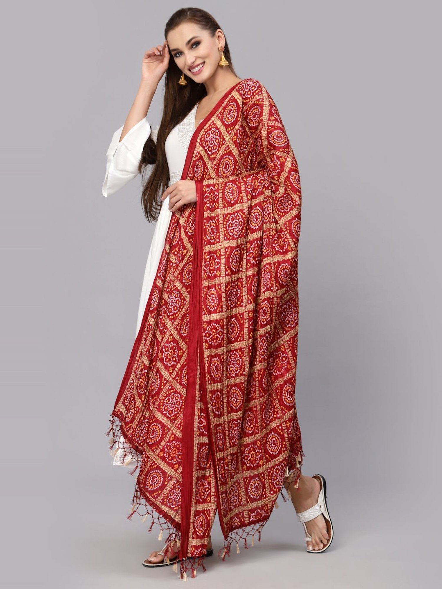 Stylum Red Printed Dupatta