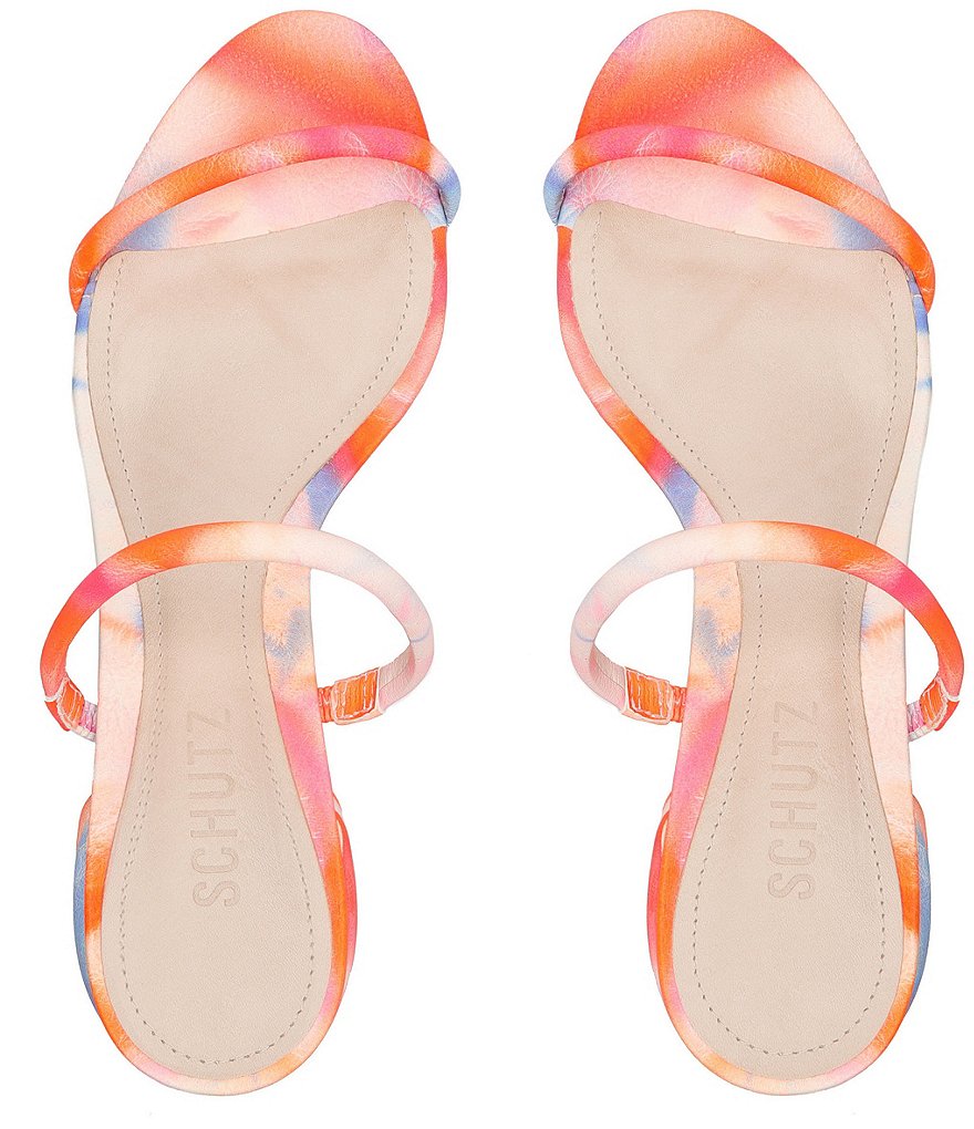 Schutz Kyra Tie-Dye Suede Sculptural Heel Dress Sandals