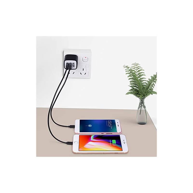 Wall Adapter, 3 Port Charger Plug, 5V 3.1Amp 2PC Multi-Port Universal Travel Wall Charger Box Compatible iPhone 11 X 8 7 Plus, Samsung Note10 S10 Plus S10E S9 S8, S7,V50 V40 V35 V30S ThinQ