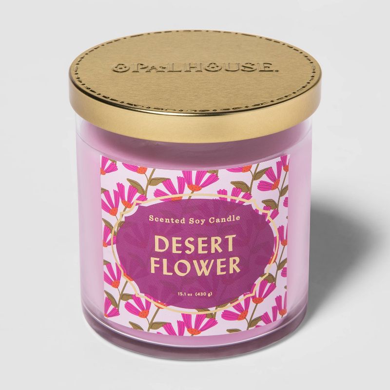 15.1oz Lidded Glass Jar 2-Wick Desert Flower Candle - Opalhouse™