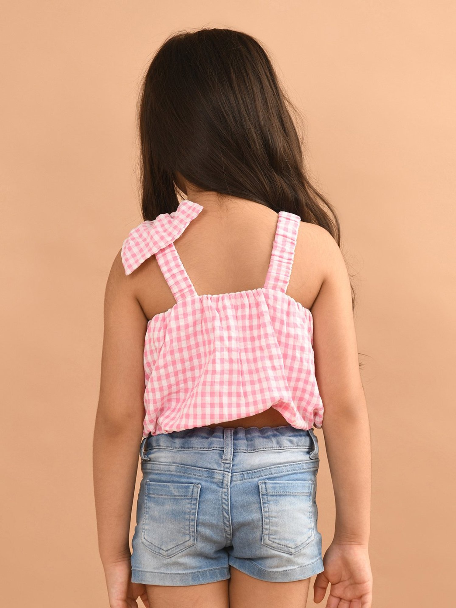 LilPicks Kids Yellow Solid Crop Top
