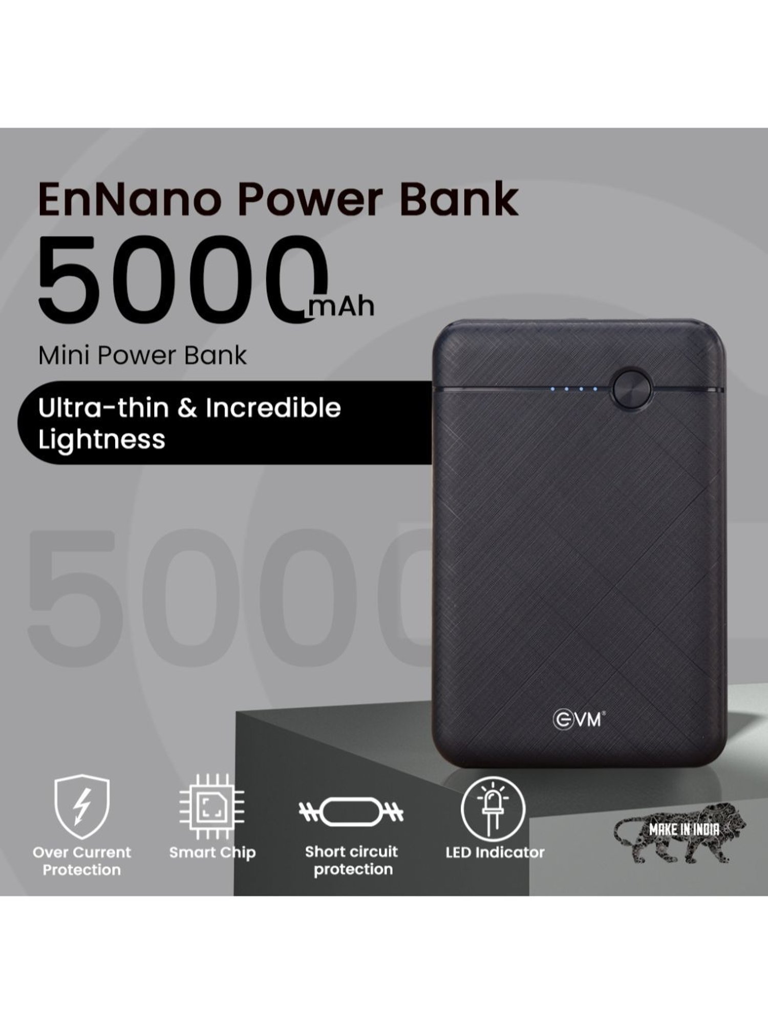 EVM P0210 Ennano Power Bank 5000mah (Black)