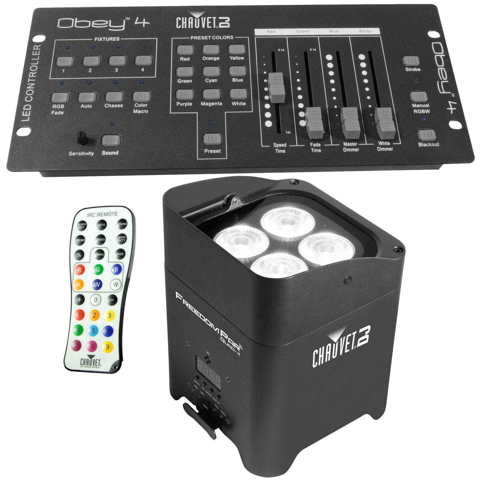Chauvet DJ Freedom Par Quad 4 Wireless Rechargable D-Fi Wash Light+Controller
