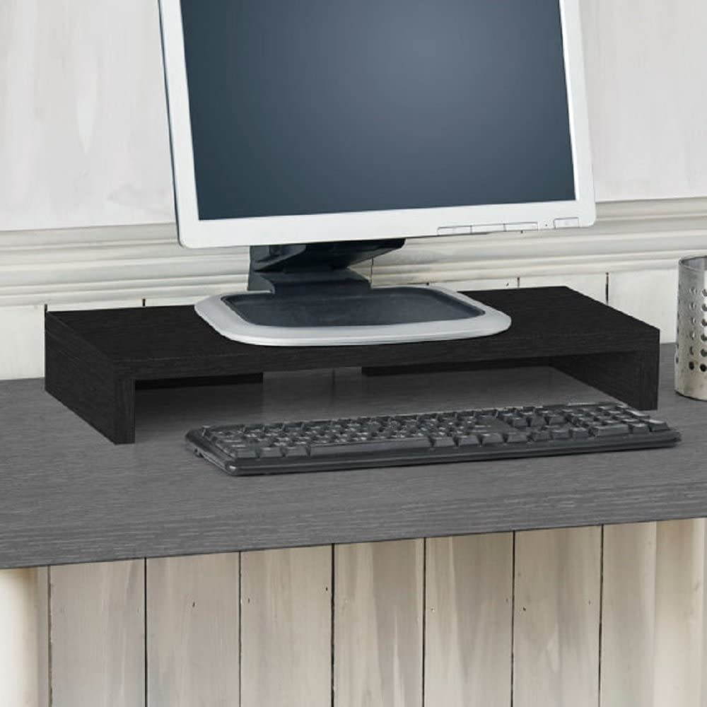 Way Basics 19.7"W Simple Computer Monitor Riser/Laptop Stand, Black Wood Grain - Lifetime Guarantee