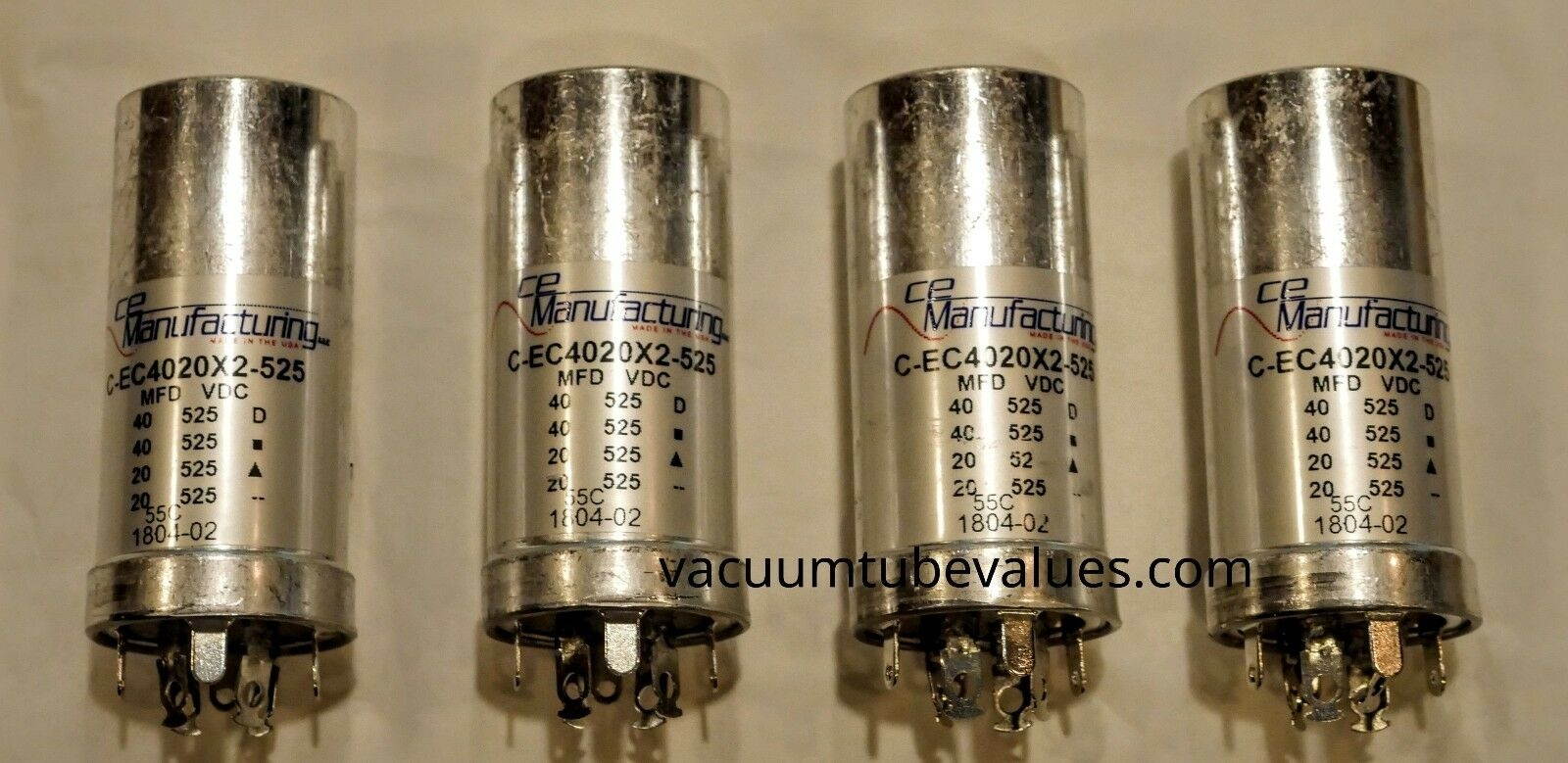 FOUR Capacitor  CE MFG CAN ELECTROLYTIC MALLORY  525V, 40/40/20/20&micro;F USA MFD