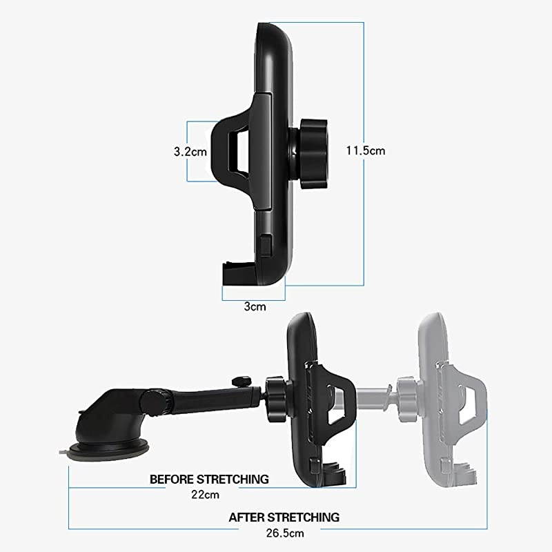 Mount Dash Windshield Phone Holder Universal Smartphone Stand for Phone Grip with iPhone 11 Pro XS Max X XR 8 Plus Samsung Galaxy S20 S10 S9 S8 Note 10 and More