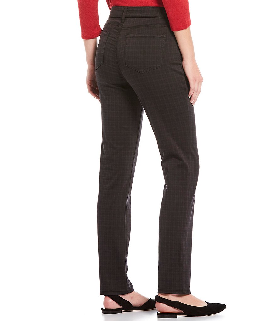 NYDJ Sheri Mini Grid Check Print Stretch Sateen Slim Leg Jeans