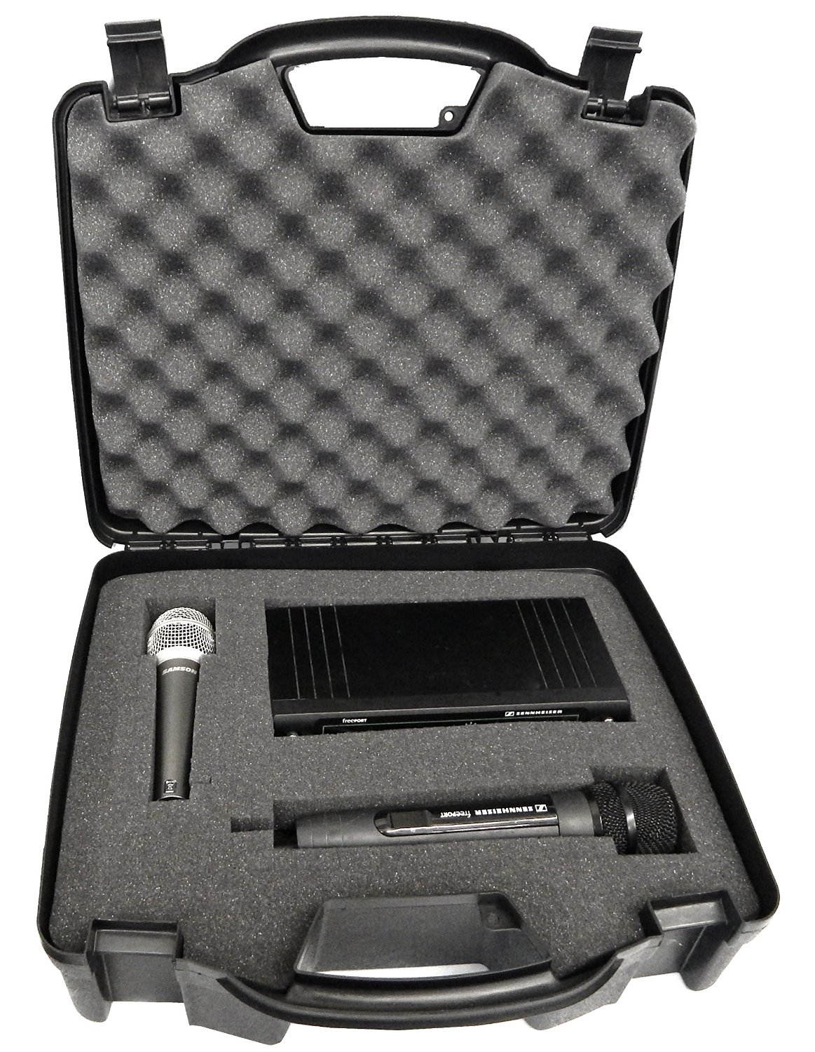 STUDIOCASE Wireless Microphone System Hard Case w/ Foam - Fits Sennheiser , Shure , Audio-Technica , Nady , VocoPro , AKG With Receiver , Body Transmitter , Lavalier and Handheld Mics