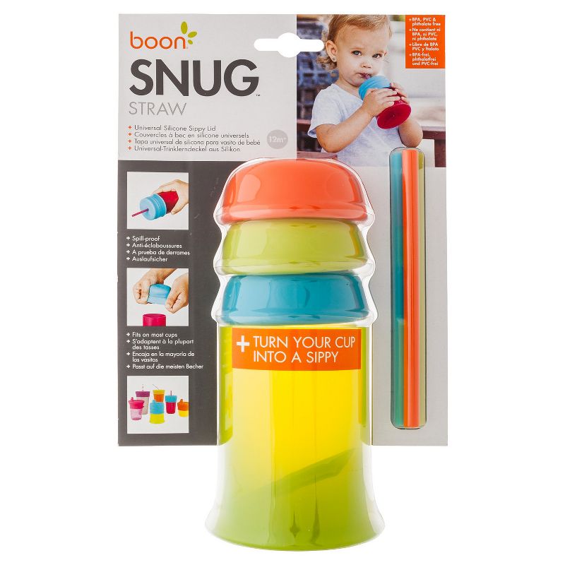 Boon Snug Straw Universal Silicone Straw Lids and Cup - Blue - 8oz