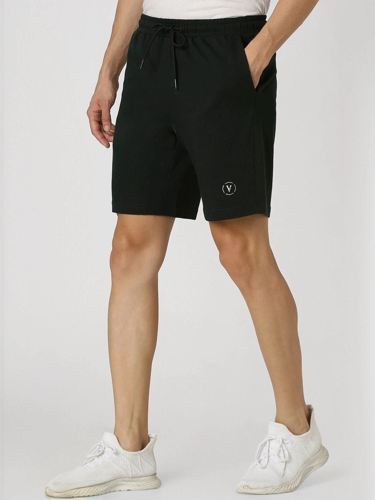 Adidas White Regular Fit Striped Sports Shorts