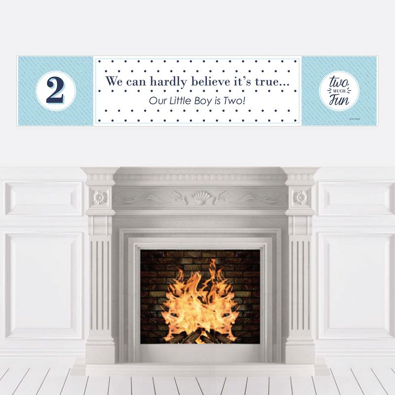 Big Dot of Happiness Two Much Fun - Boy - 2nd Happy Birthday Decorations Party Banner