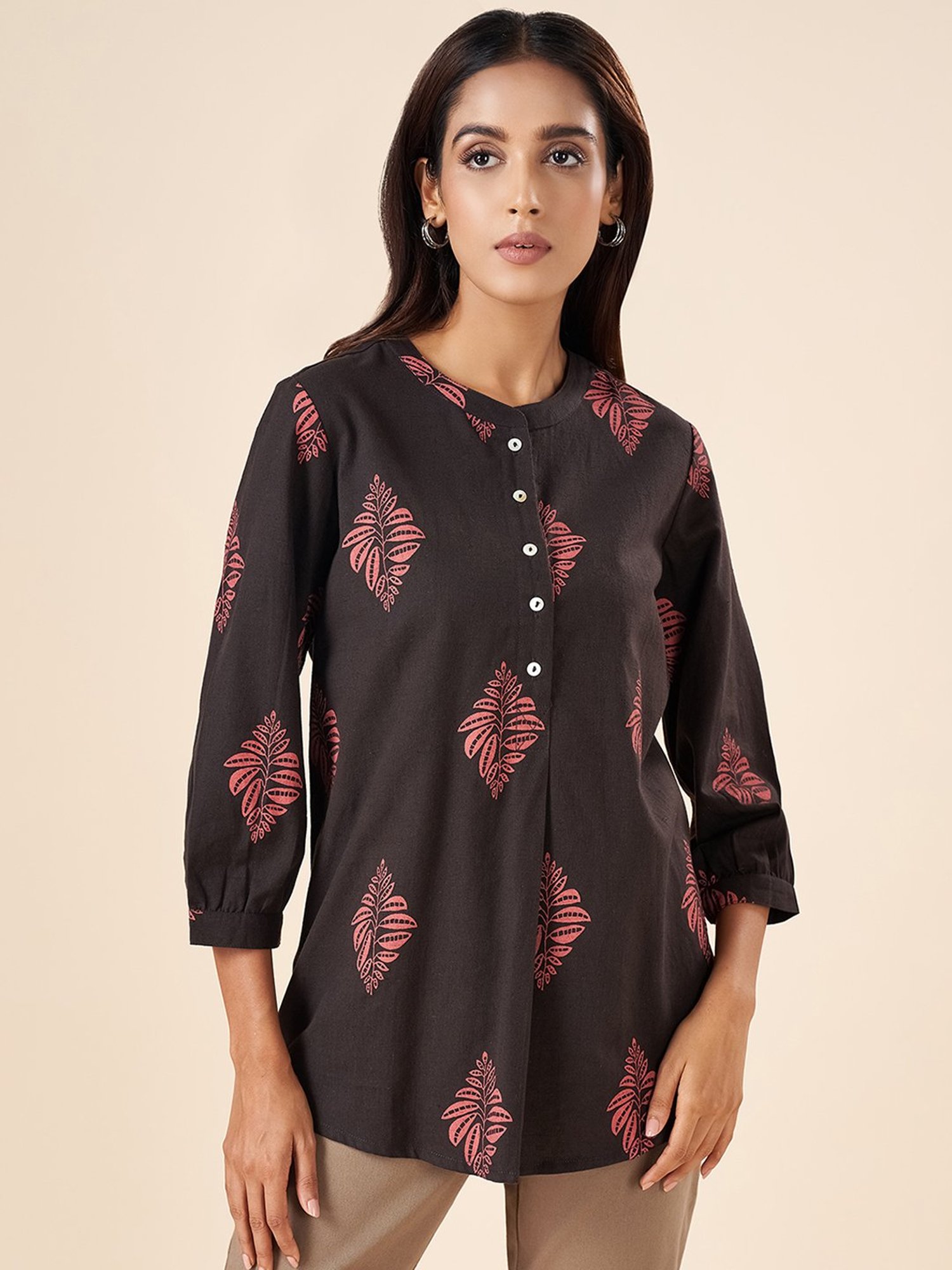 Akkriti by Pantaloons Black Cotton Printed Tunic