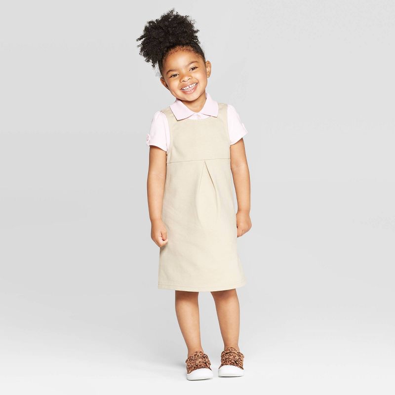 Toddler Girls' Uniform Tank Knit Jumper - Cat & Jack™ Khaki 4T