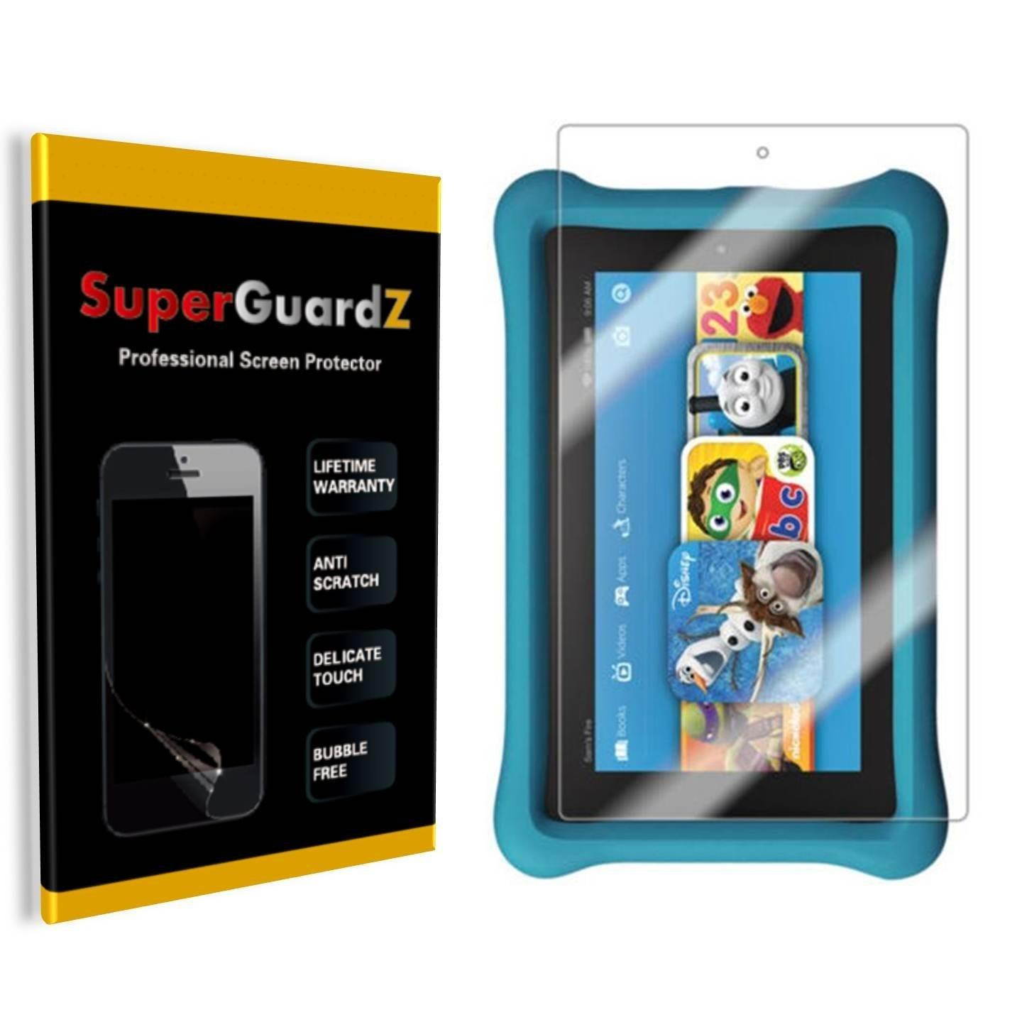 [3-Pack] Fire 7 Kids Edition (7th Gen, 2017) Screen Protector - SuperGuardZ, Ultra Clear, Anti-Scratch, Anti-Bubble [Lifetime Replacement] + Stylus Pen