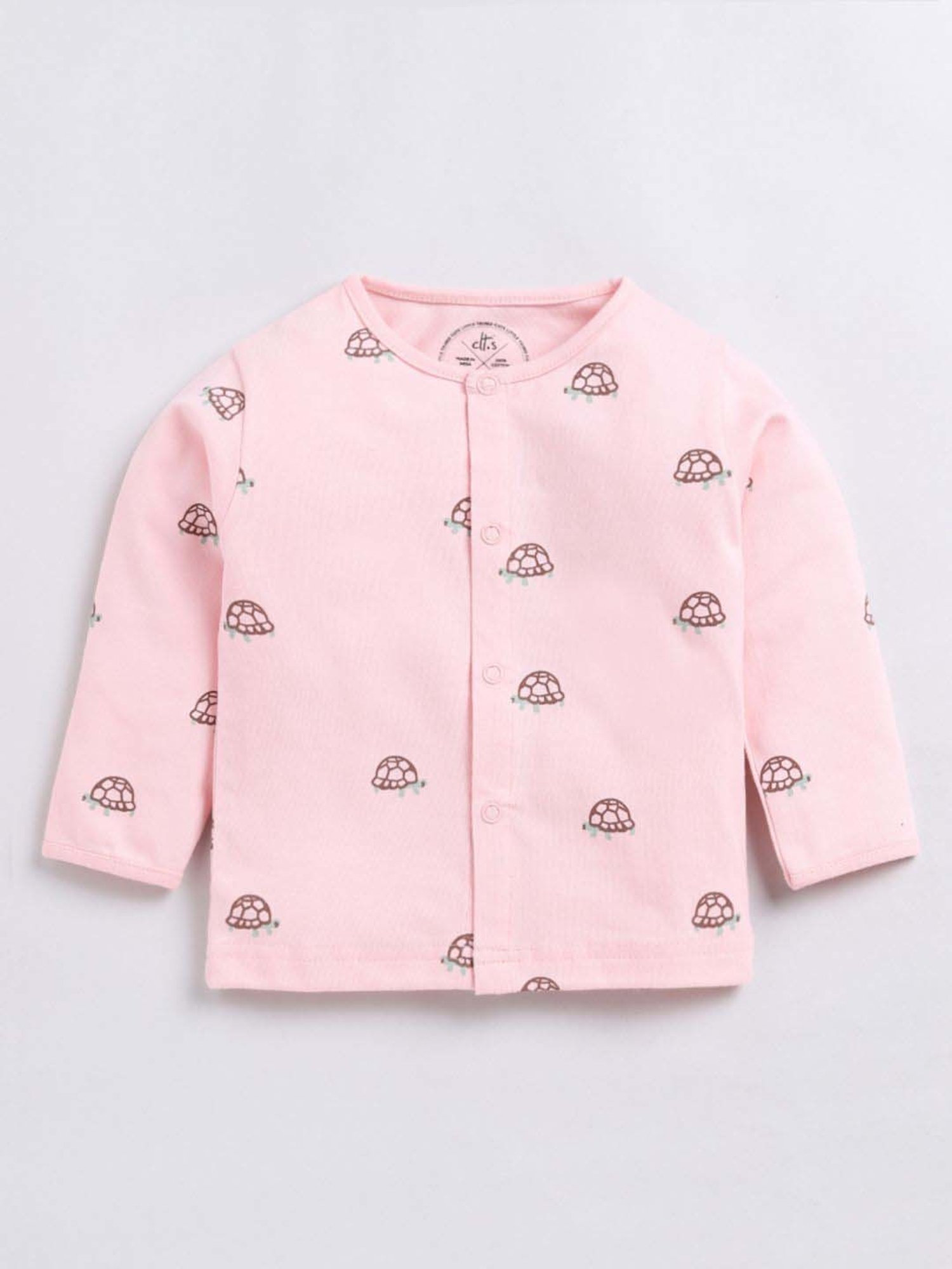 Clt.s Boys Pink Cotton Printed Full Sleeves Top Set