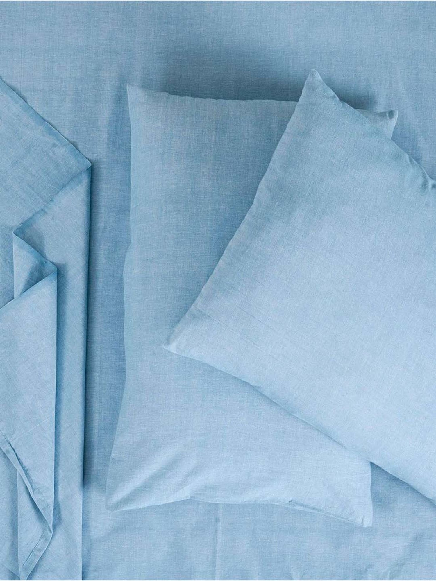 Fabindia Blue Cotton 92 TC Single Bed Sheet With Pillow Cover