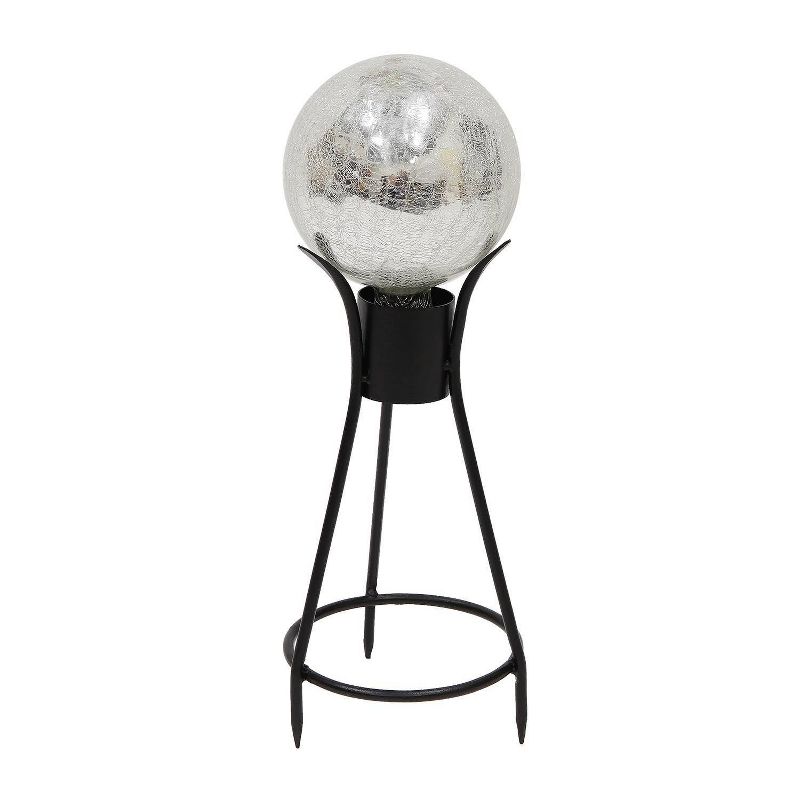 13.75" Iron Trestle III Spiked Gazing Globe Ball Stand Black Powder Coat Finish - ACHLA Designs
