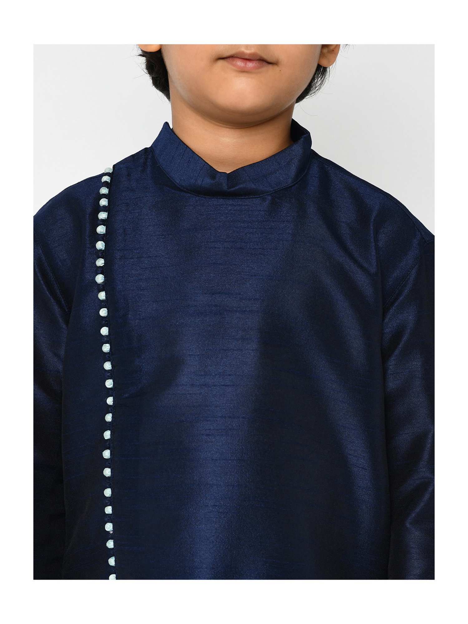 Deyann Kids Blue Solid Full Sleeves Kurta with Patiala