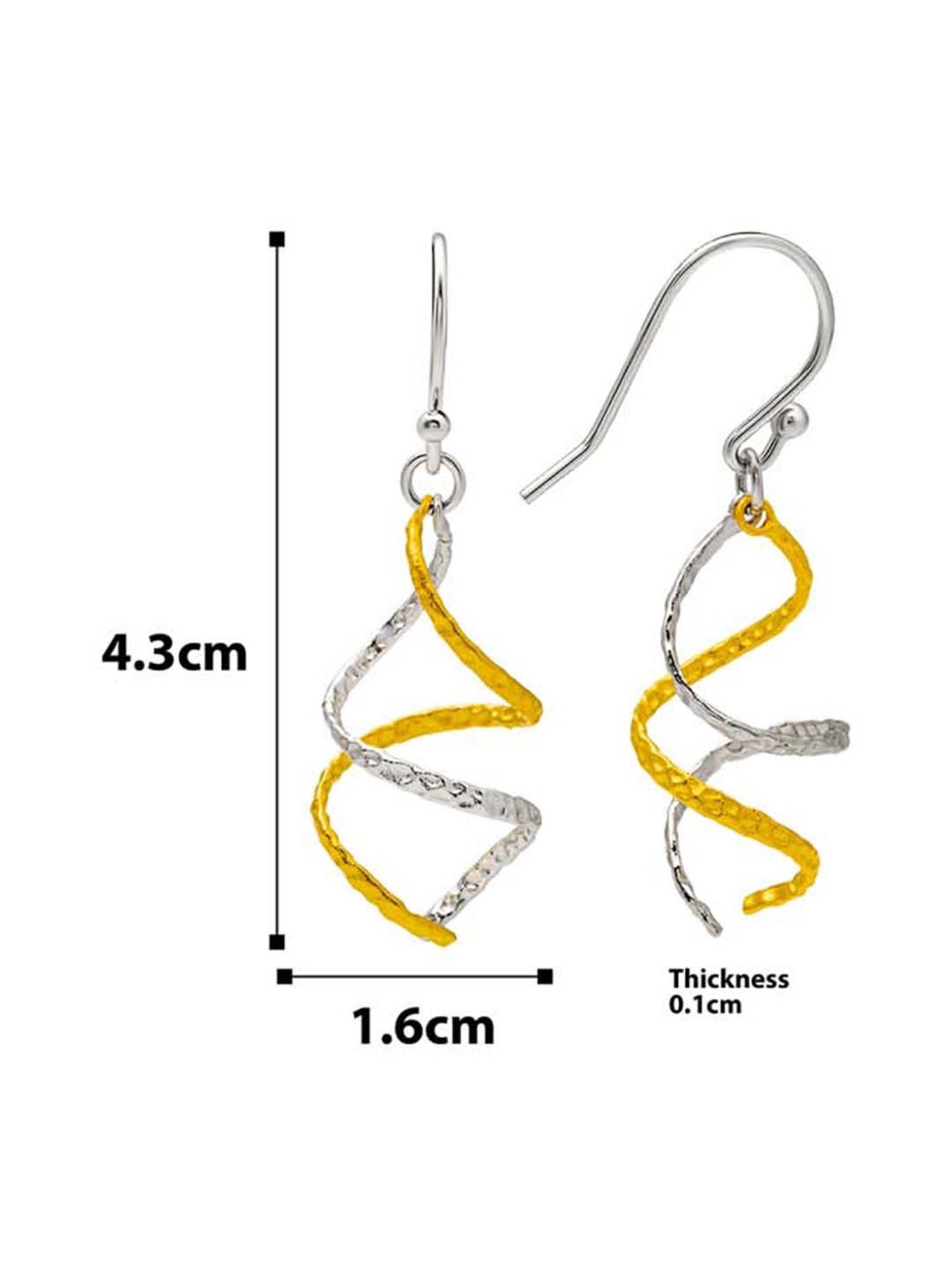 Silberry 925 Sterling Silver 18k Gold Plated Two Tone Silver Spiral Drop Earrings for Women