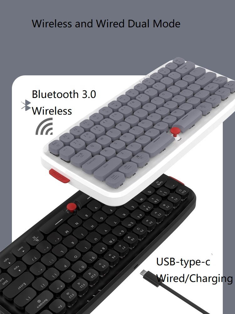 Ajazz-Zero  Ergonomic Design,Cool Exterior Bluetooth Wireless and Type-c- USB Wired Dual Mode Connectivity, 79keys  Mechanical RGB Backlit Keyboard For Office And Game - Pink(Box Black Switch)