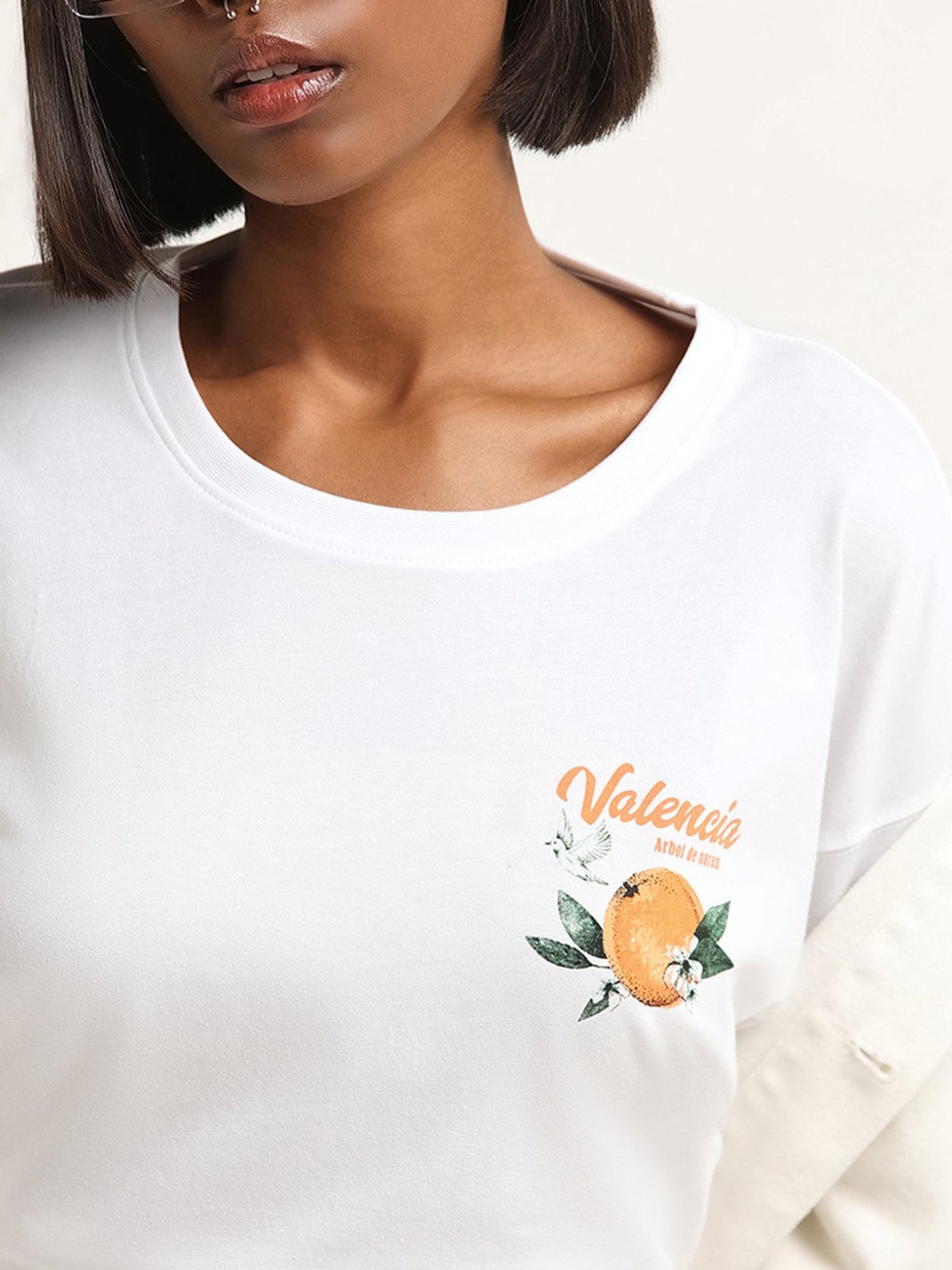 Nuon by Westside White Contrast Print T-Shirt