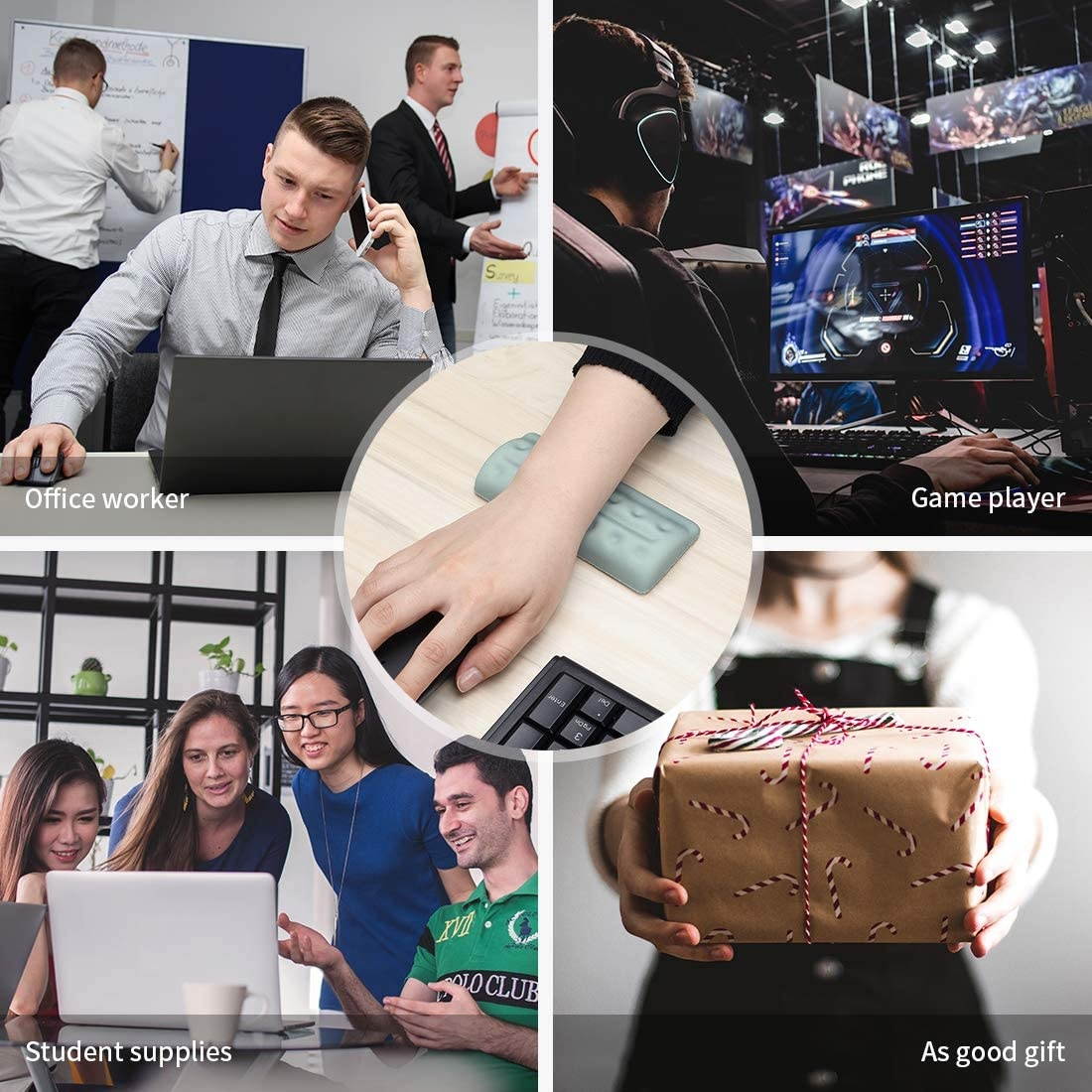 BUBM Mouse Wrist Rest Support Ungraded Ergonomic Cushion Pad Memory Foam Hand Pillow Mat Comfortable Arm Stand Pain Relief with Non Slip Base for Office,Home,Computer,Laptop,Desktop,Gaming(Gray)