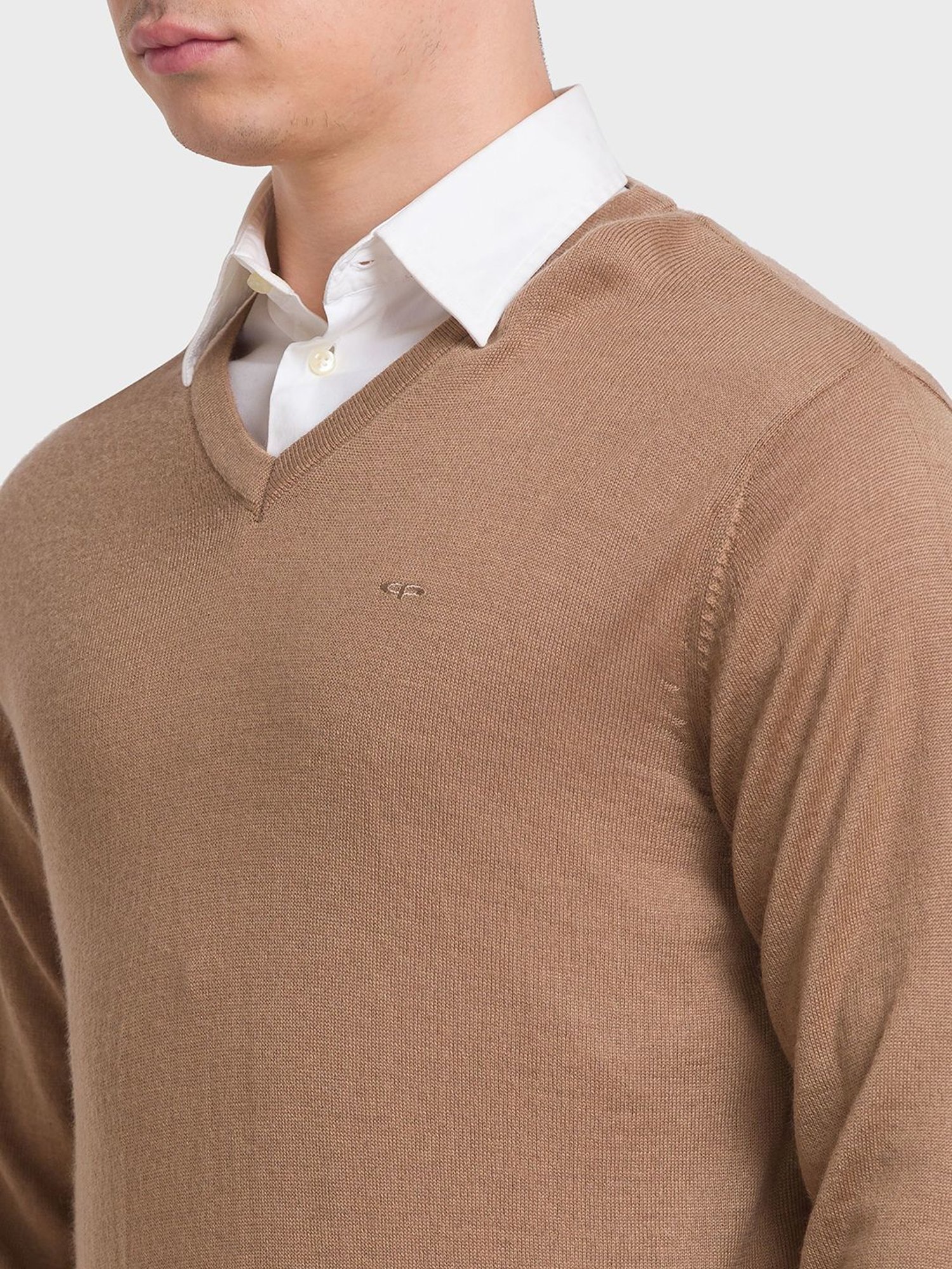 ColorPlus Brown Tailored Fit Sweaters
