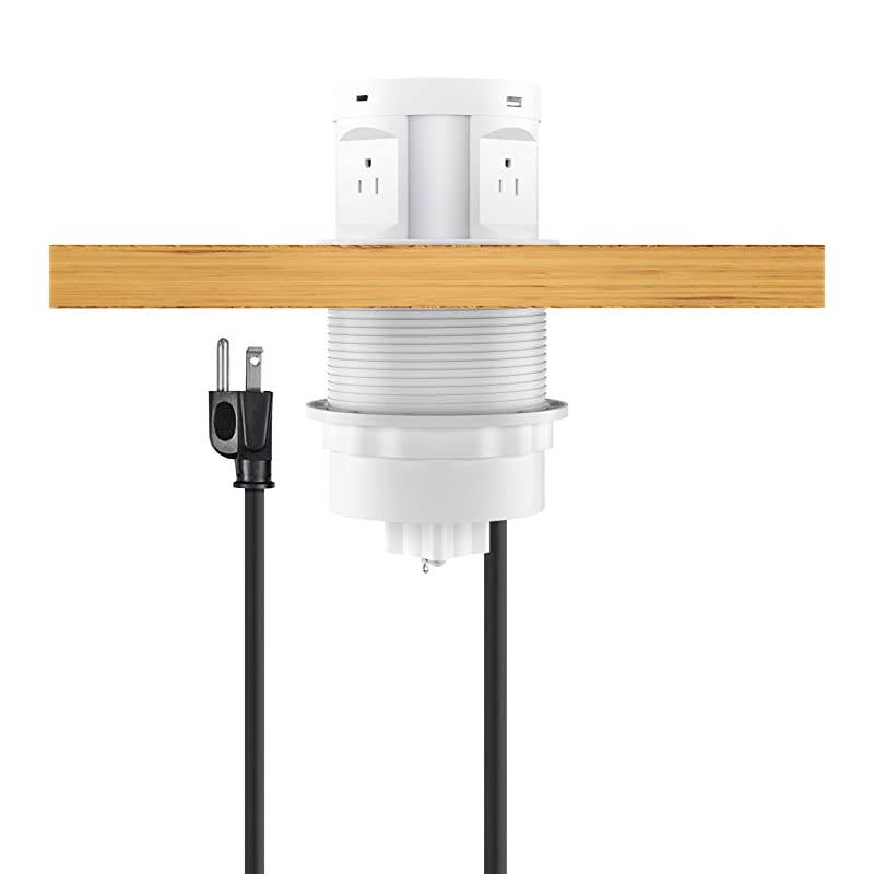 Automatic Pop up Outlet Wireless Charger Power Strip Surge Protector Recessed Outlet 4 AC Plug + TypeA and TypeC USB Port Outlets for Countertop Kitchen Island Conference Workbench