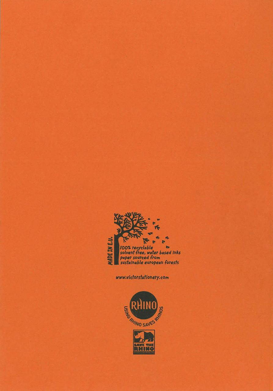 Rhino Exercise Book, A4, 64 page,  6mm ruled lines with margin, Orange Cover  (Pack of 10)