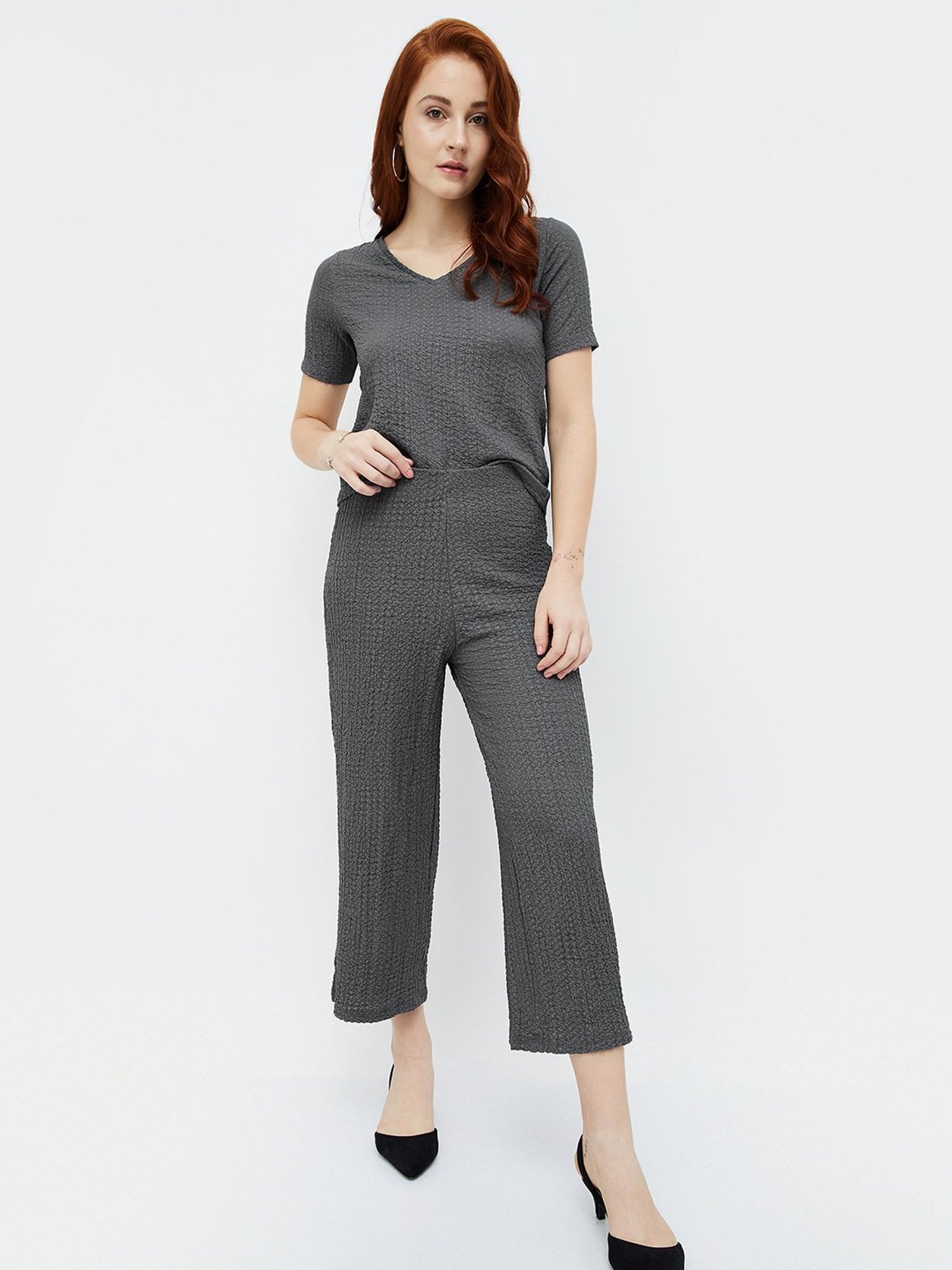 Code by Lifestyle Dark Grey Regular Fit Top