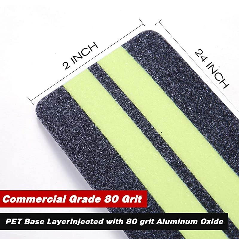 in X 4 in AntiSlipGlowinDark Tape Premium 15 PreCut Strips 80 Grit Anti Slip Adhesive Grip and Prevents Risk for Stairs or Other Safety Needs 15 Pack 019