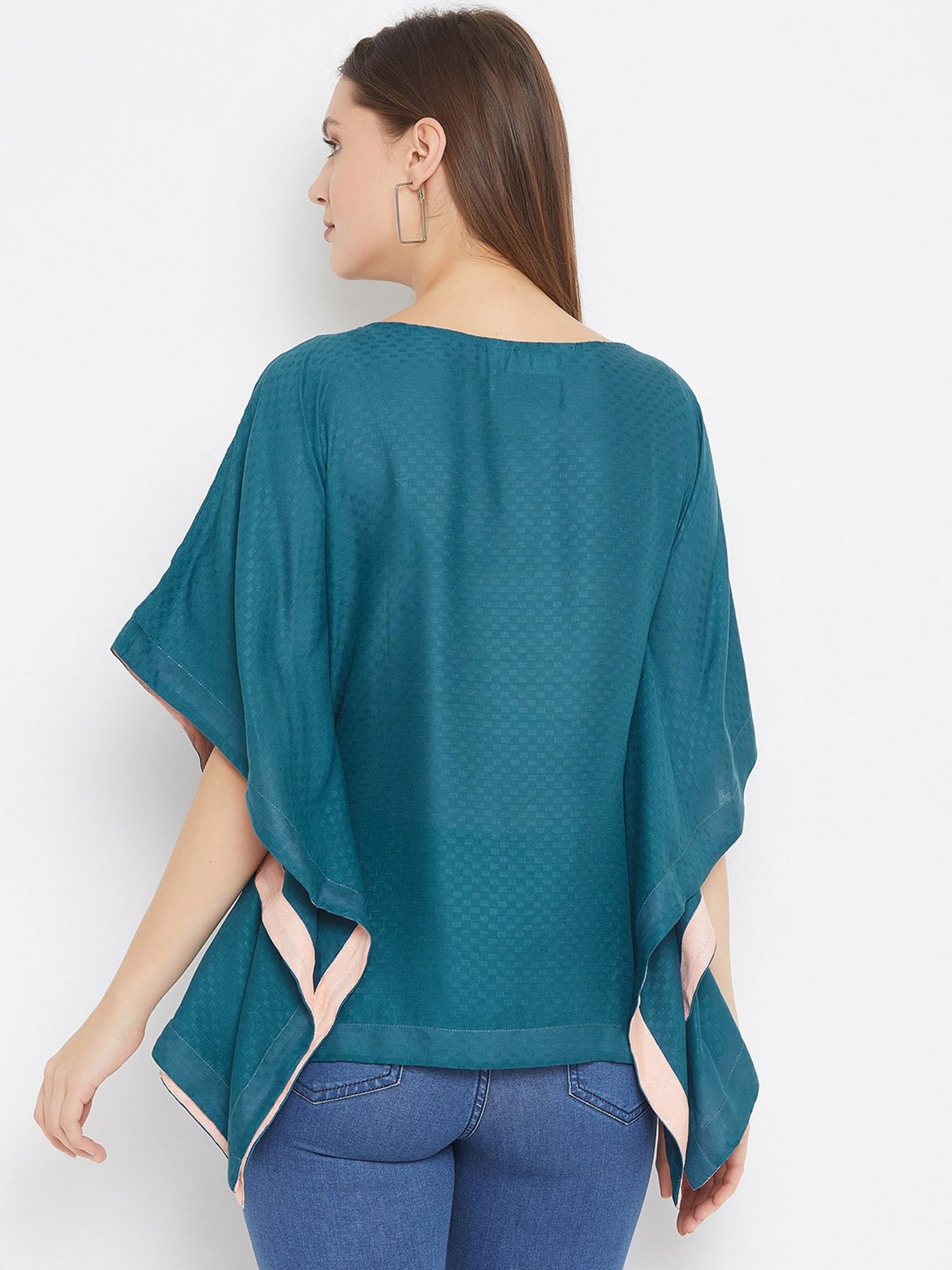 The Kaftan Company Teal Embroidered Kaftan Top