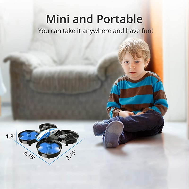 Mini Drone for Kids and Beginners RC Nano Quadcopter Indoor Small Helicopter Plane with Auto Hovering, 3D Flip, Headless Mode and 3 Batteries, Great Gift Toy for Boys and Girls, Blue