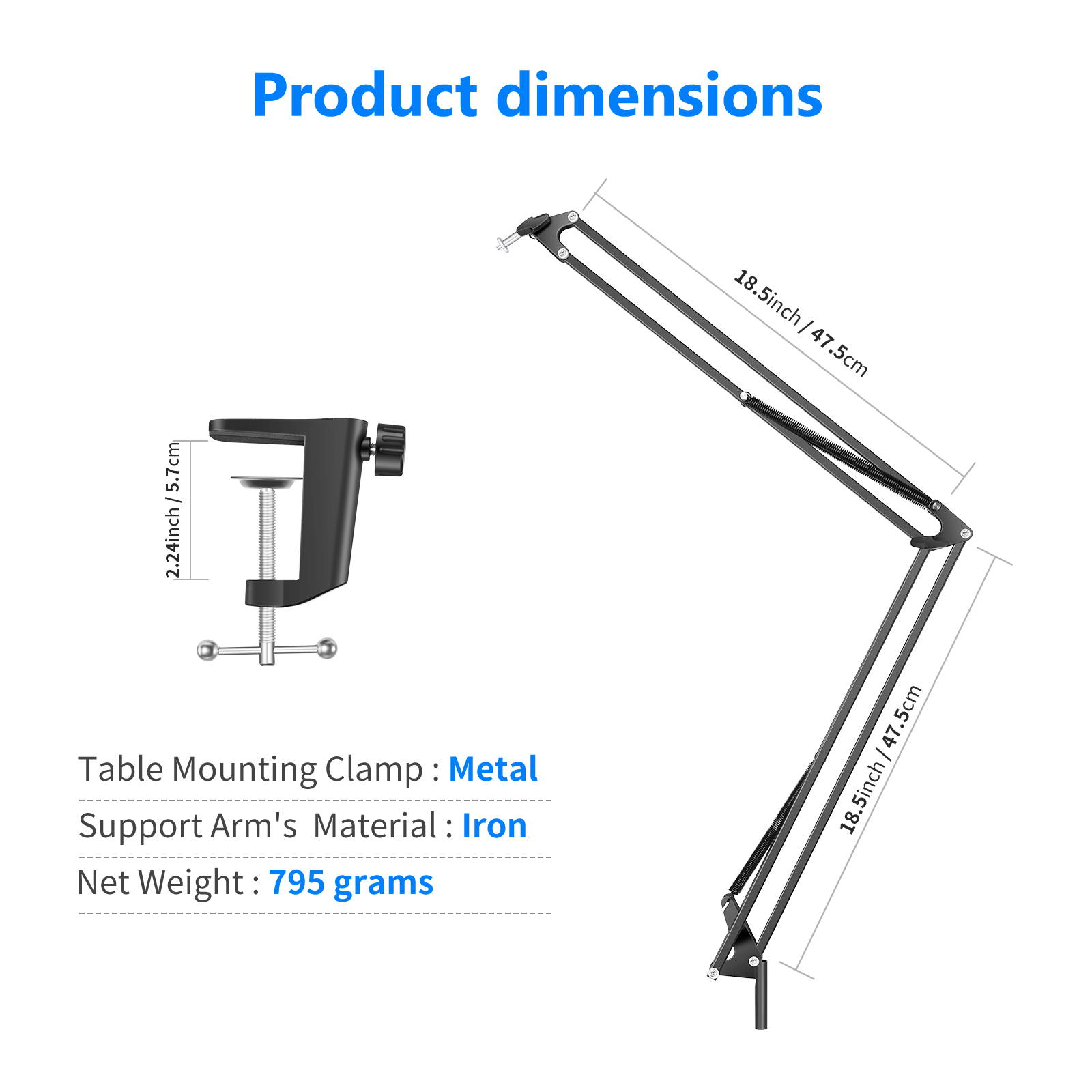 Neewer Adjustable Desktop Clamp Suspension Boom Scissor Arm Stand Holder for Logitech Webcam C922 C930e C930 C920 C615, 360 Degree Rotation Swivel Mount, Load up to 2.2 pounds/1 kilograms (NW-39)
