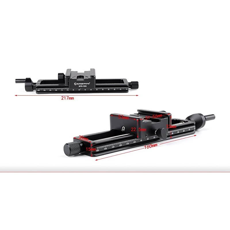 MFR-150S Wormdrive Macro Rail w Arca / RRS Compatible Clamp for Precision Focus