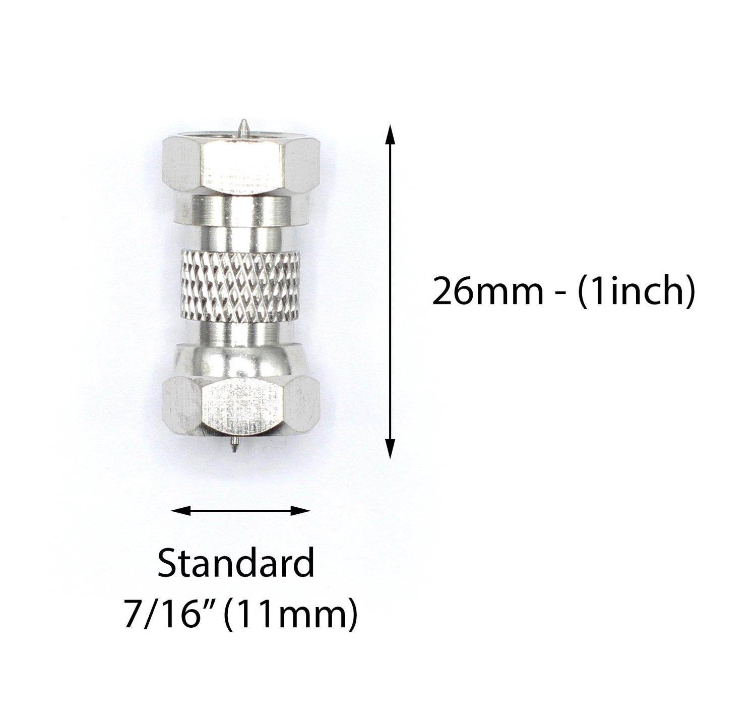 Coax Cable Extension Adapter &ndash; High Grade | 10 Pack| Male Male 3GHz TV Cable