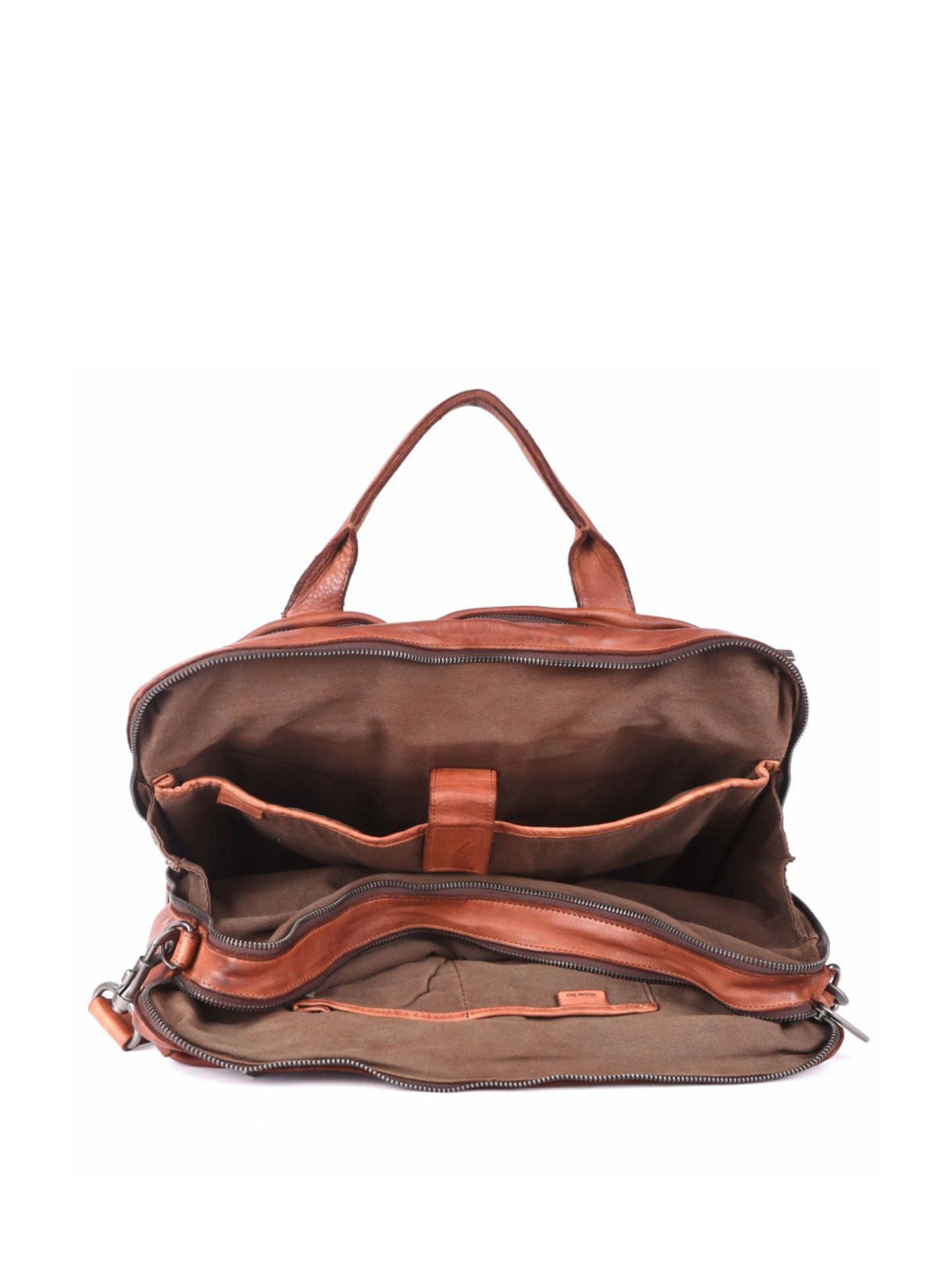 KOMPANERO Aaron Cognac Leather Solid Messenger Bag