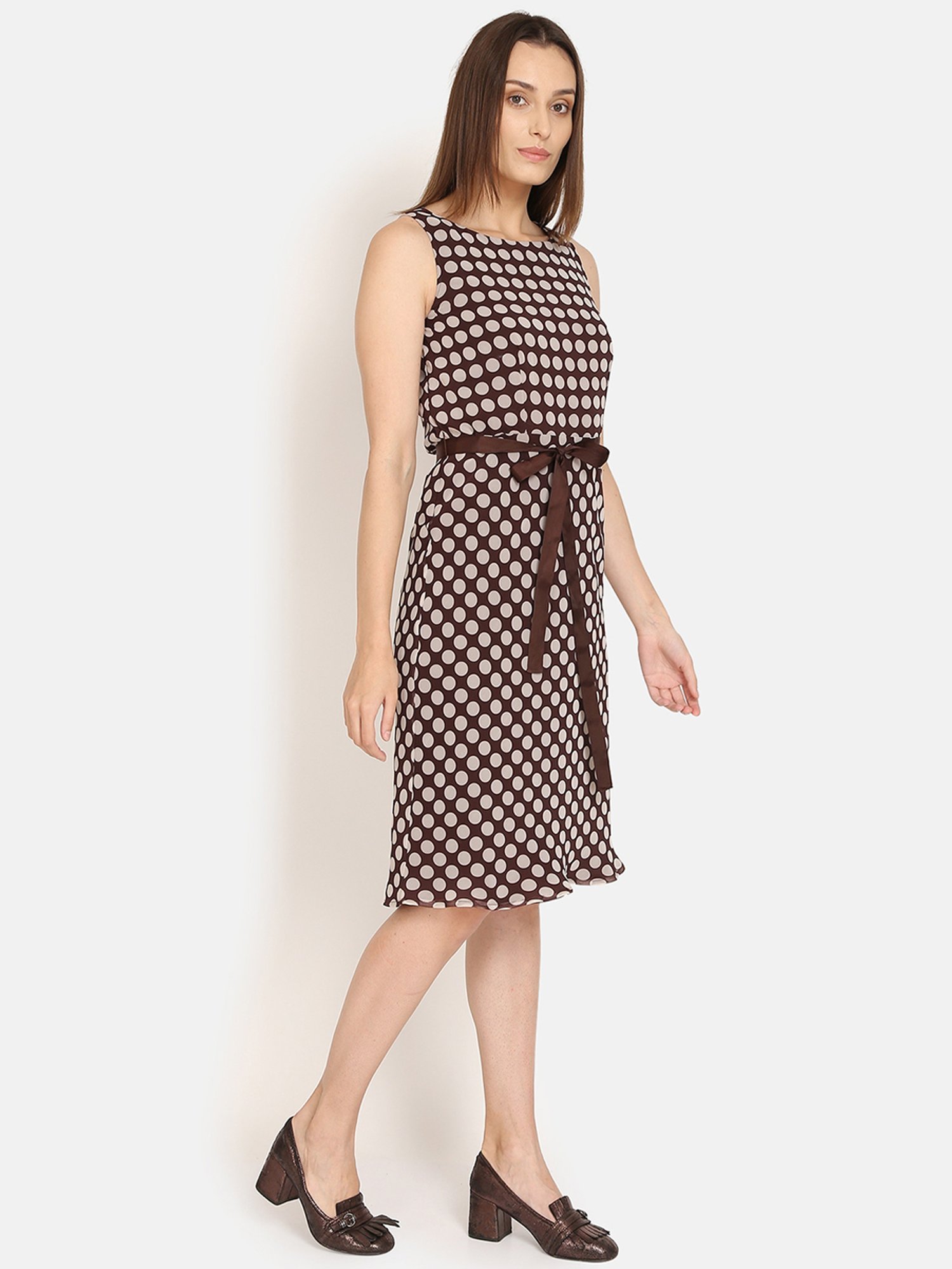 Office & You Brown Print A-Line Dress